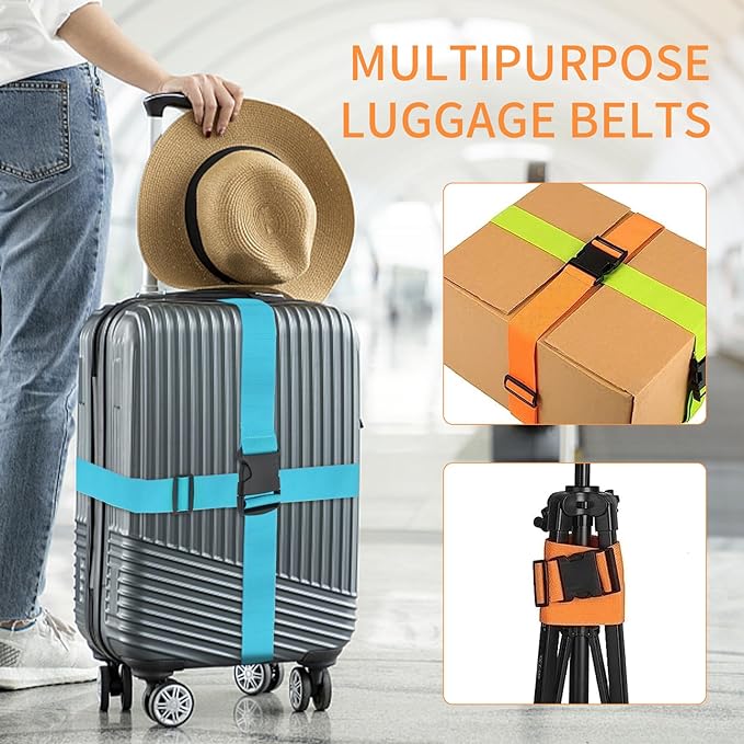 BILIONE 4 Pack Luggage Straps 79" Long Belts Keep Suitcase Secure While - Image 5