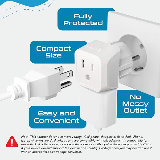 Ceptics European Plug Adapter 4 Pack Set, USA to Europe, France - Image 2