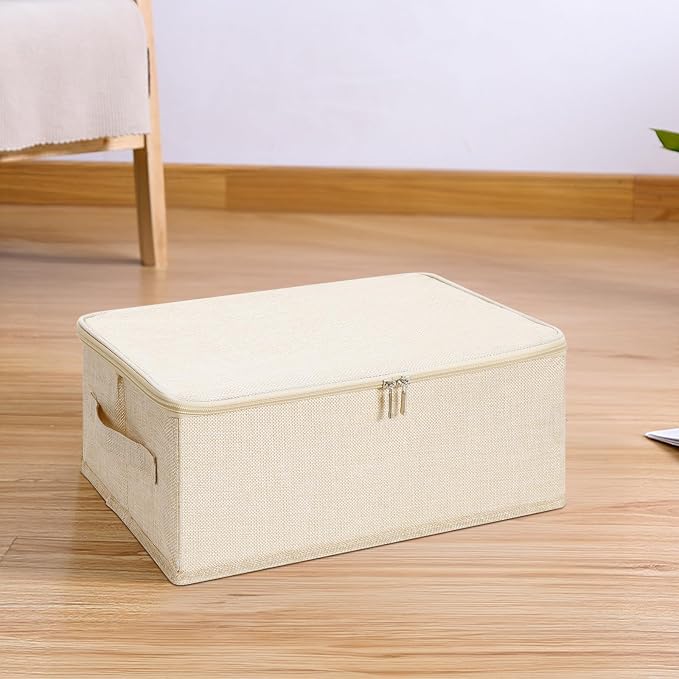 ANMINY 3PCS Storage Bins with Zipper Lids 13 Qt Lidded Fabric Storage Boxes - Image 9