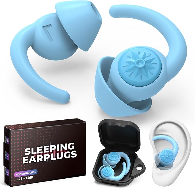 Ear Plugs for Sleeping: Reusable Earplugs for Sleep, Snoring Blocking, 2 Pairs by EarthVibe