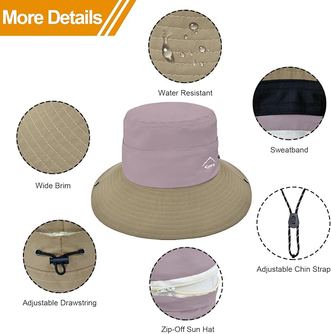 Sun Hats for Women Bucket Hat UV Protection Fishing Hat Wide Brim Safari Hats 2 - Image 6