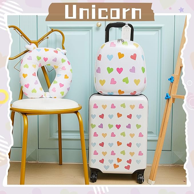 Sanwuta 4 Pcs Kids Luggage Set Kids Backpack Travel Rolling Suitcase - Image 6