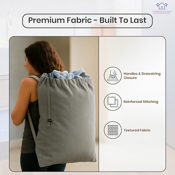LFH Home Cotton Canvas Extra Large Laundry Bag - Image 6
