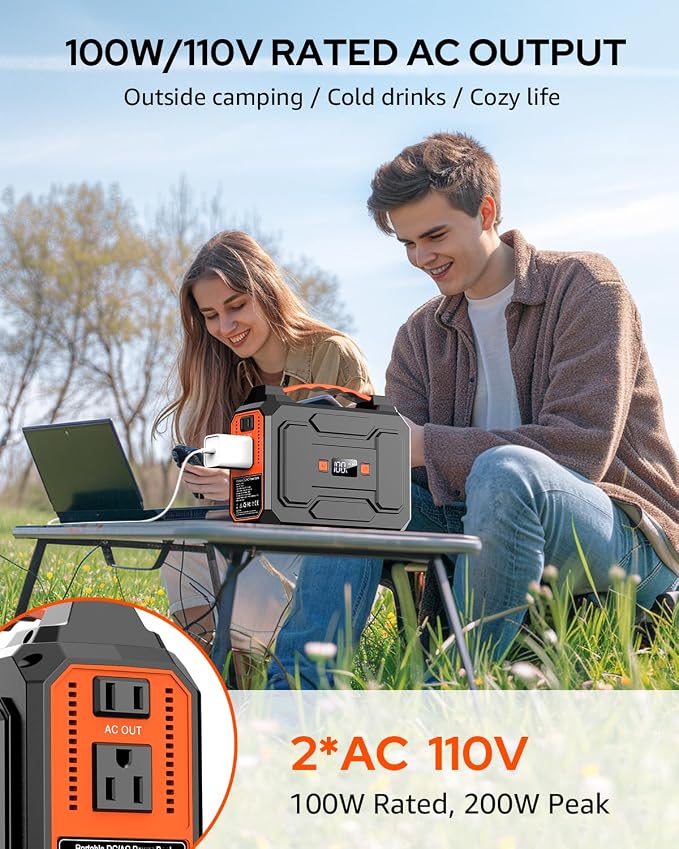 Apowking Portable Power Station Bank 200W Peak, 146Wh Solar Powered Power Bank - Image 2