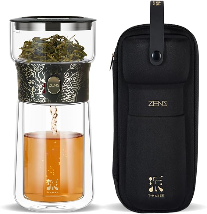 ZENS Cool Glass Teapot with Infuser, Smart One Touch Tea Maker by ZENSLIFESTYLE