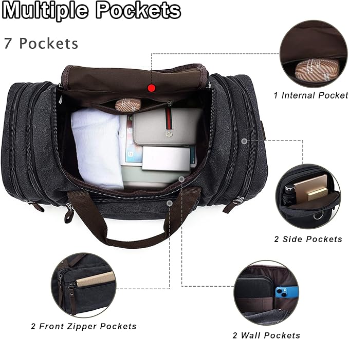 Felipe Varela Duffle Bag for Men, Canvas Expandable Duffel Bag for Travel - Image 4