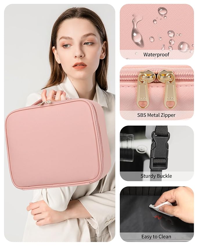 Makeup Bag With LED Mirror, Travel Makeup Case with Light up Mirror Large - Image 7