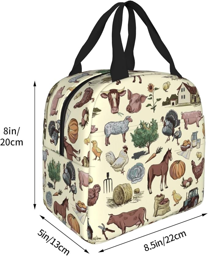 Farm Animal Lunch Bag Farm Lunch Box Insulated Reusable Lunch Tote Bag Cooler - Image 6