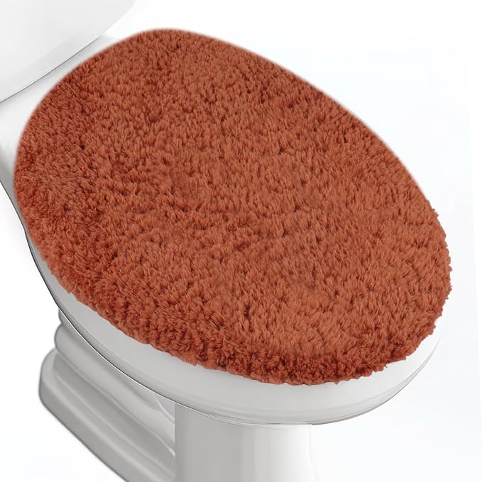 Microfiber Elongated Toilet Seat Cover 19.5"x 15" Machine Washable Solid Toilet by Baahrnom