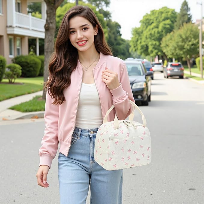 Bluboon Lunch Bag for Women Men Cute Corduroy Lunch Tote Bags Reusable - Image 5