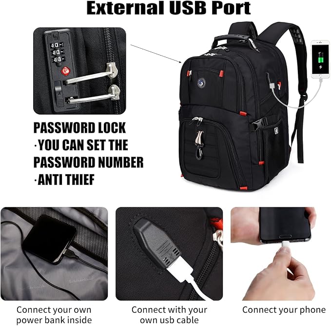 SHRRADOO Extra Large 50L Travel Laptop Backpack - Image 3