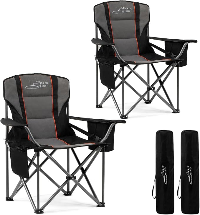 FAIR WIND 2 Pack Oversized Fully Padded Camping Chair by FAIRWINDOutdoorEquipment