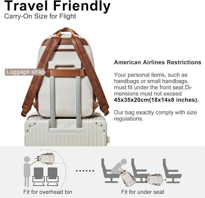 30L Business Laptop Backpack for Women Men, Travel Work Backpack Purse Faux - Image 6