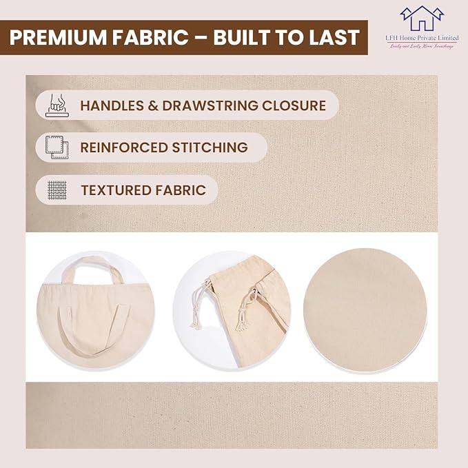 LFH Home Large Premium 100% Cotton Canvas Laundry Bag - Image 7