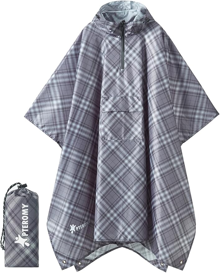 PTEROMY Hooded Rain Poncho for Adult by PTEROMY