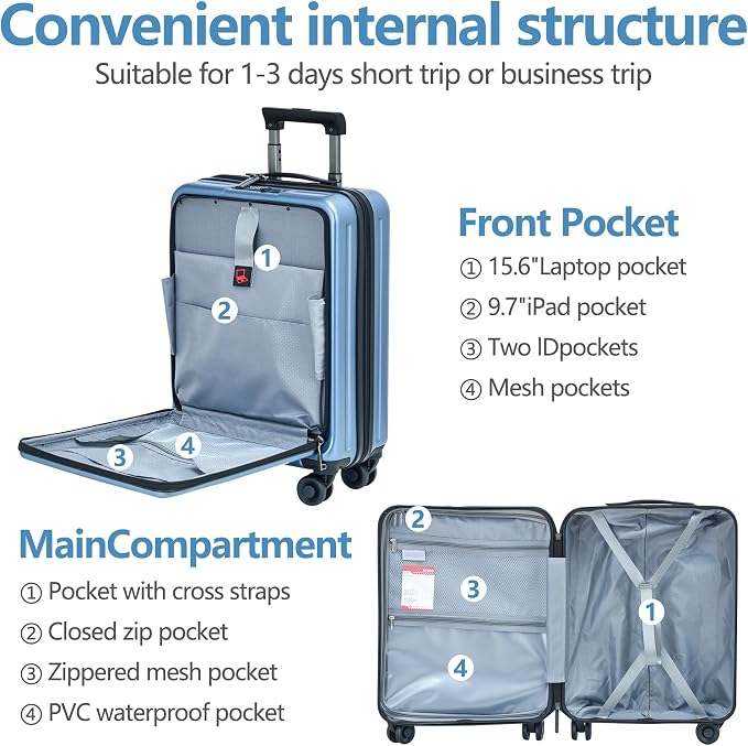 TydeCkare 20 Inch Carry On Luggage - Image 3