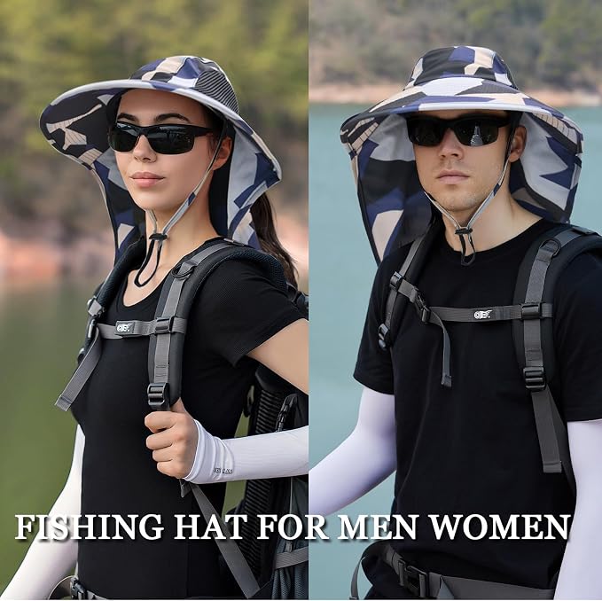 Sun Hat for Men Women with Neck Flap, UPF 50+ UV Protective Hiking Fishing Hats - Image 5