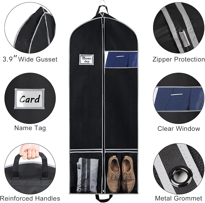 Zilink Long Garment Bags for Dresses Coat Bags for Travel and Storage 60 inches - Image 3