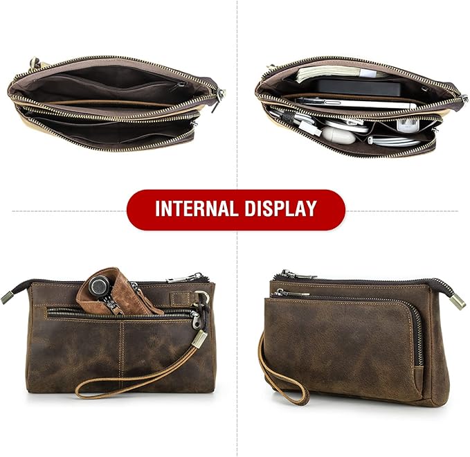 Electronic Organizer Zipper Bag Tech Kit, Top Grain Leather Handmade, Portable - Image 8
