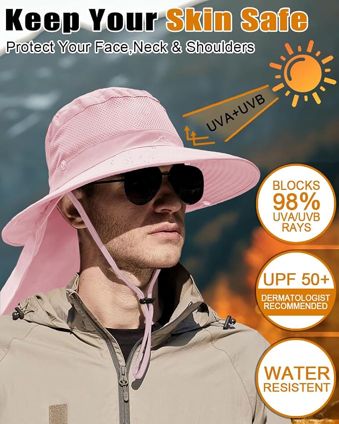 Outdoor Sun Hats with Stowable Neck Flap - Image 4