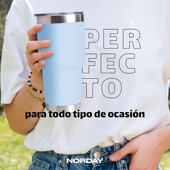 NORDAY | Tumbler with Lid - 30oz - Sky Insulated Tumbler - Stainless Steel - Image 5