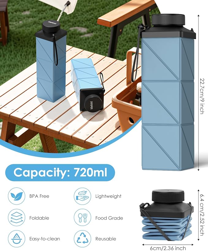 Collapsible Water Bottles, 2nd Generation Leakproof BPA-Free Travel Water - Image 2