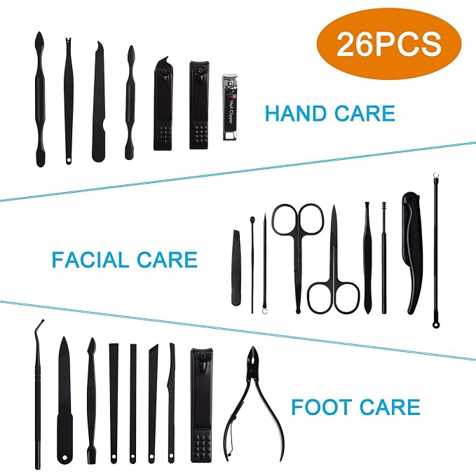 26 PCS Premium Manicure Set, AULLUA Nail Clippers, Professional Grooming Gift - Image 2