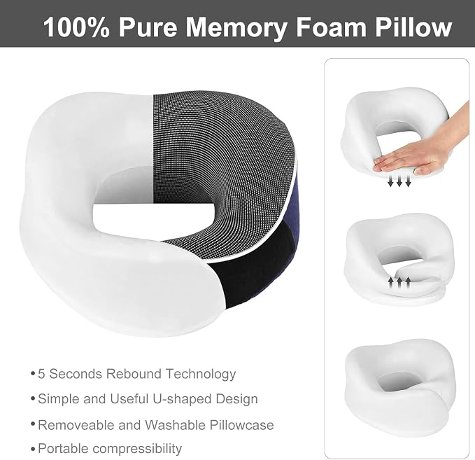 Travel Neck Pillow, Best Memory Foam Airplane Pillow - Image 6