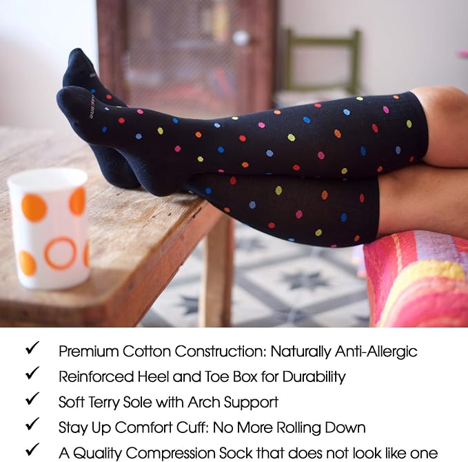 Cotton Compression Socks for Women & Men. 15-20 mmHg Support Knee-High Nude - Image 7