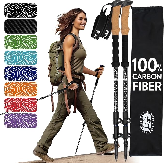 100% Carbon Fiber Trekking Poles by USA Brand by HikerHungerOutfitters