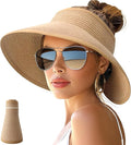 NPJY Sun Hats for Women Wide Brim Roll-Up Beach Ponytail Hat Packable Foldable by Unknown