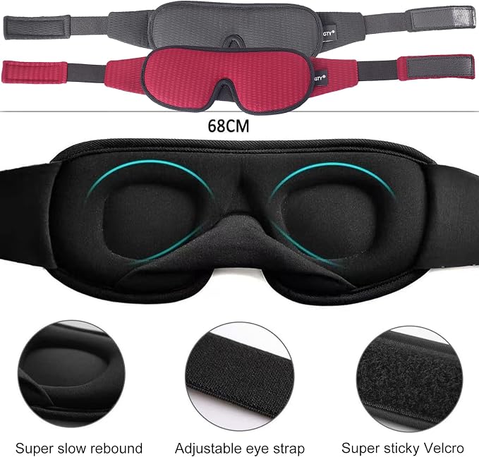 Sleep Mask for Men and Women 3D Contoured Eye Mask Patented Adjustable Light - Image 5