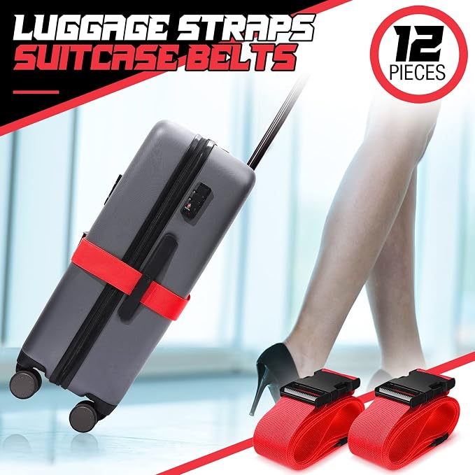 Eccliy 12 Pack Luggage Straps Suitcase Belts Wide Adjustable Packing Straps - Image 2