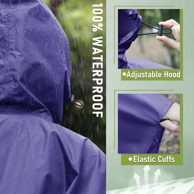 SaphiRose Unisex Rain Poncho Raincoat Hooded - Image 5