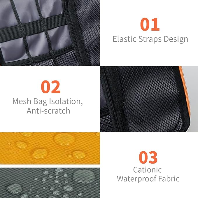 Electronics Travel Organizer, Portable Waterproof Electronic Travel Storage Bag - Image 3