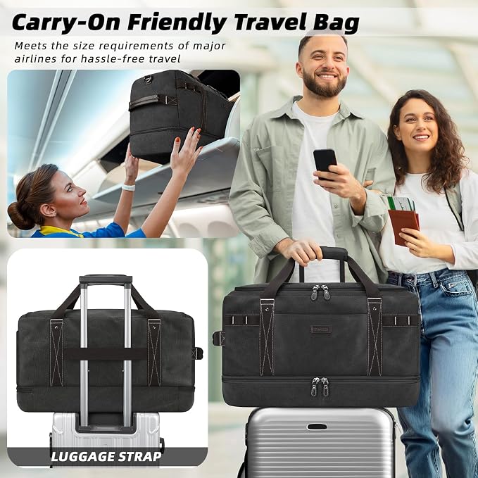 ZOMFELT Travel Duffle Bag for Men, Waterproof Canvas Overnight Duffel Bag - Image 4