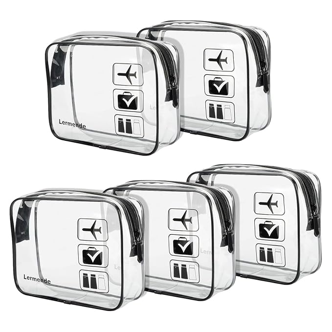 Lermende 2pcs Clear Toiletry Bag TSA Approved Travel Bag, Carry On by Lermende