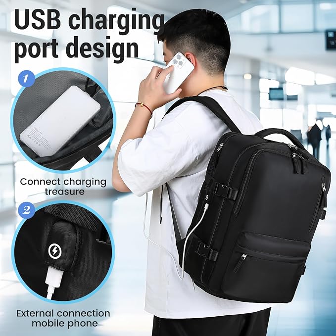 Expandable Travel Backpack Women Men, Carry On Backpack - Image 3
