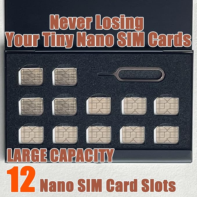 Aluminum SIM Card Case, 12 Slots Ultrathin Nano SIM Card Holder - Image 2