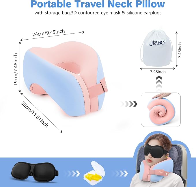 Travel Neck Pillow, Ergonomic Airplane Pillow - Image 7