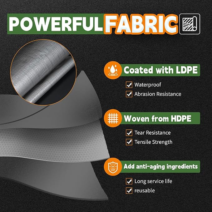 RAINDEWAY Tarps Heavy Duty Waterproof 20x40 Feet, 10Mil Multipurpose Large Tarp - Image 3