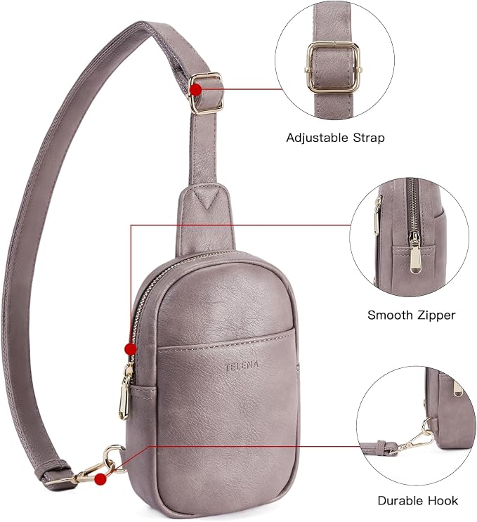 Telena Small Sling Bag for Women Leather Crossbody Fanny Packs Chest Bag for - Image 3