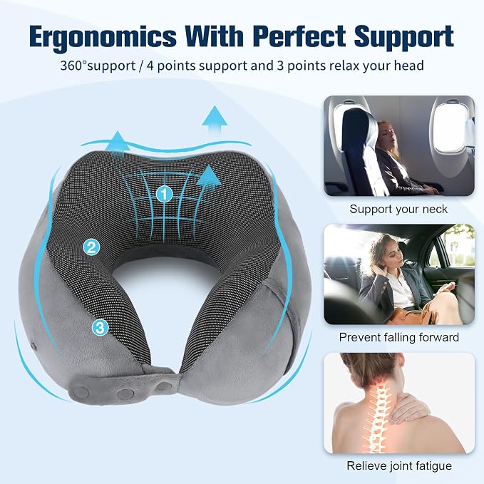 Neck Pillow for Traveling, Travel Pillows for Airplanes, 100% Pure Memory Foam - Image 9