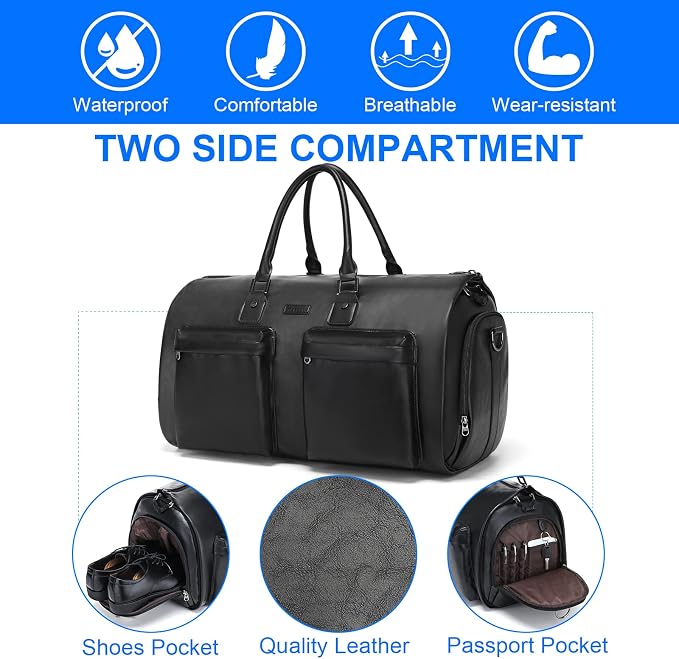 Leather Garment Bag for Travel, Modoker Carry On Suit Carrier Travel Bag - Image 5