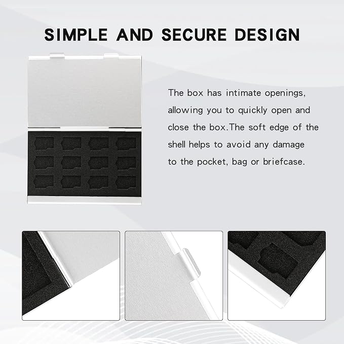Aluminum SD Card Case, 21Slots Ultrathin SD Card Holder, Memory Card Storage - Image 6