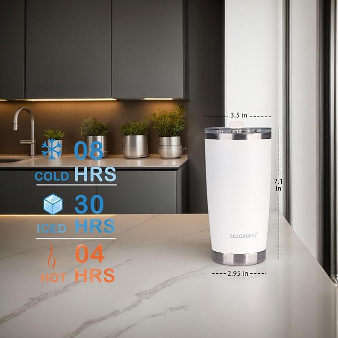 White 20oz Tumbler with Patented Easy-Clean Lid | Leakproof & No-Scrub Design - Image 2