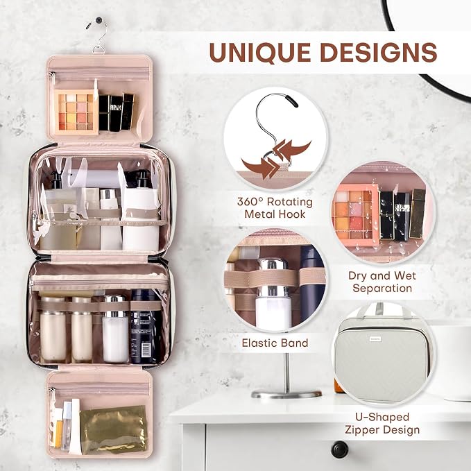 Toiletry Bag for Women with Jewelry Organizer Compartment, Travel Makeup - Image 4