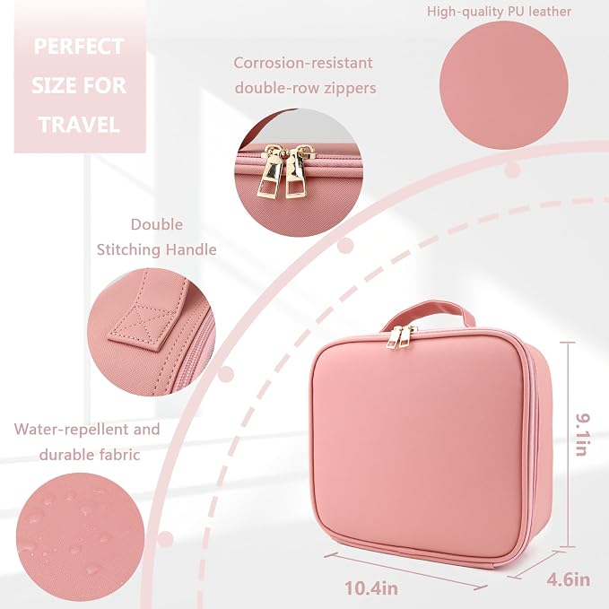 Travel Makeup Bag with LED Lighted Mirror, Travel Makeup Organizer, 3 Color - Image 3