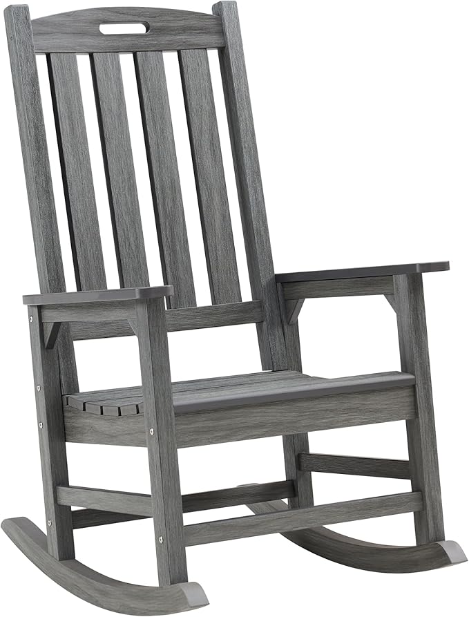 Psilvam Outdoor Rocking Chair, Poly Lumber Oversized Rocking Chair by PsilvamGardenFurniture