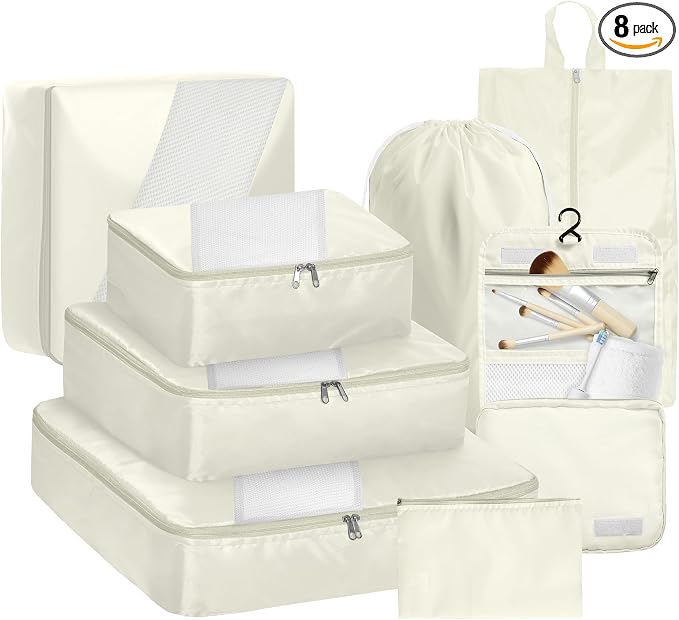 WVM Packing Cubes for Travel, 8 Set Luggage Organizer Bags by WVM